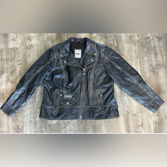 RARE! Harley Davidson Women's Panorama Black Leather Biker Riding Jacket XL (1W) - Picture 1 of 12